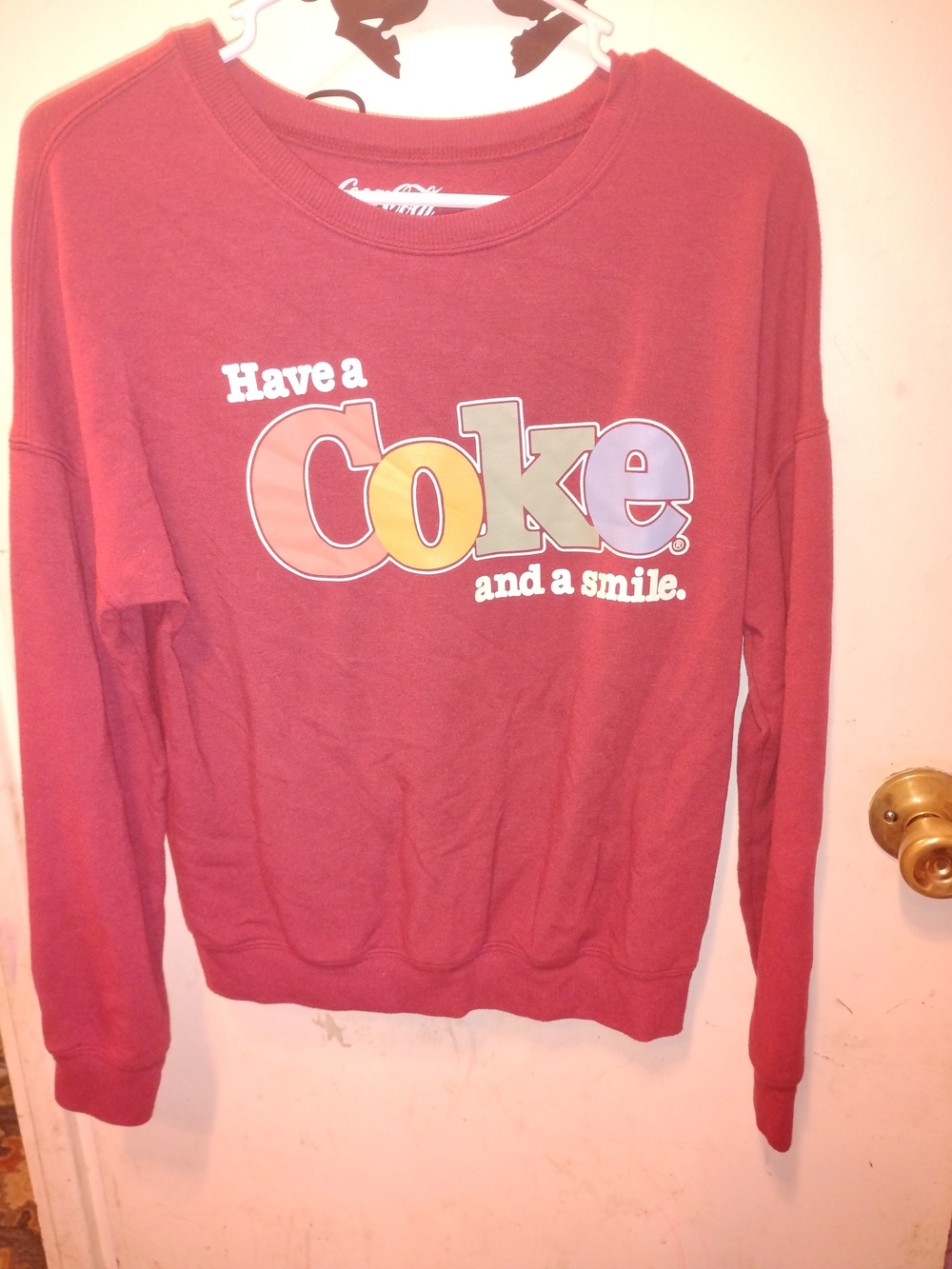 Coca Cola Red Crewneck Sweatshirt with Multicolor 'Coke' Logo
